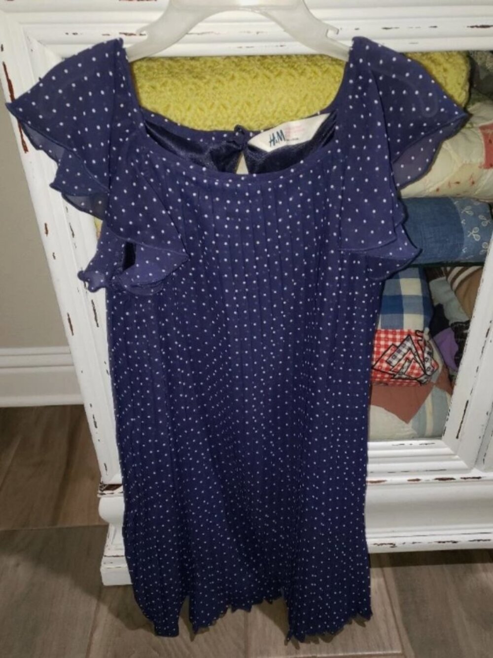 H&M Girl's Pleated Navy Blue Dress size 7-8Y